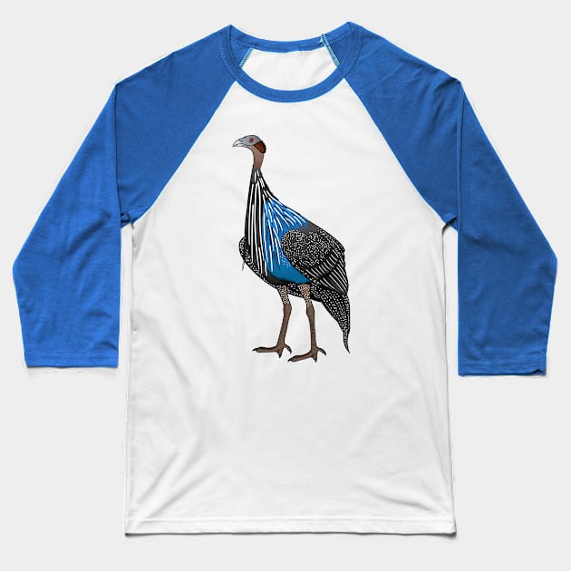 Vulturine guineafowl bird cartoon illustration Baseball T-Shirt by Cartoons of fun